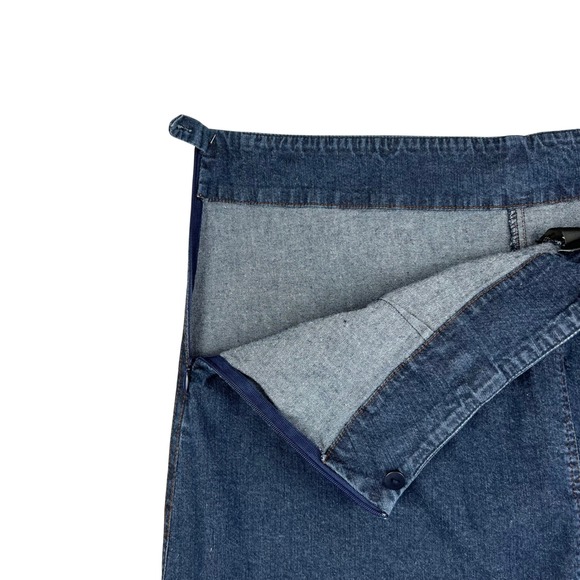 Eileen Fisher Mens Denim Midi Skirt Dark Wash A-Line Side Zip Size L - Picture 5 of 6